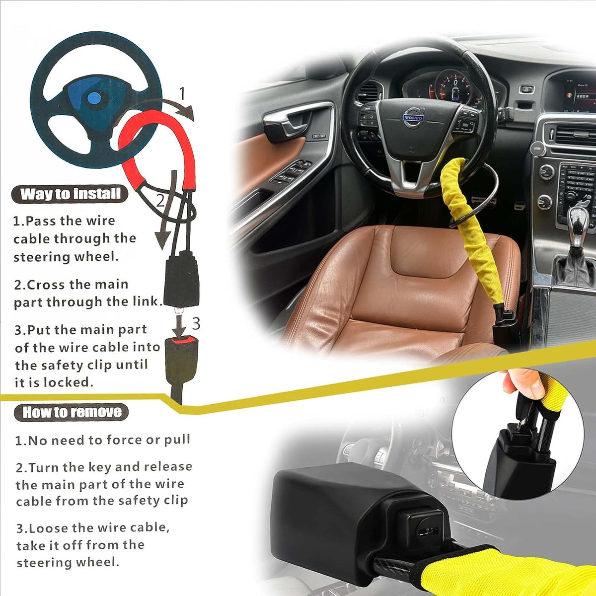 Car Steering Wheel Wire Lock